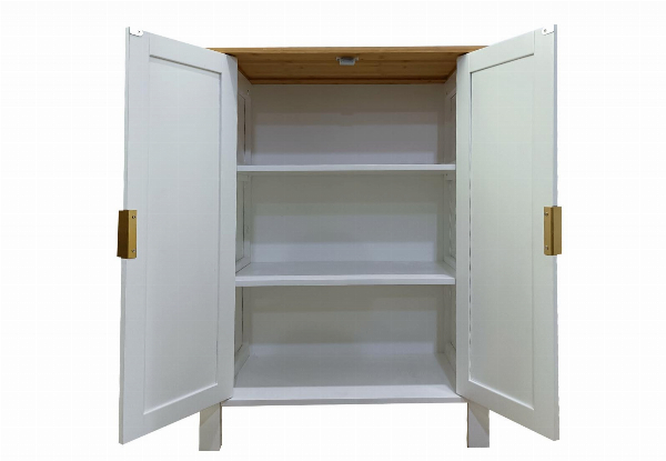 Three-Layer White Kitchen Storage Cabinet