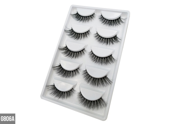 Five-Pairs of Fluffy False Lashes Set - Six Styles Available