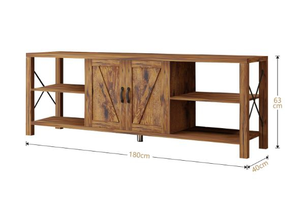 Farmhouse Style Wooden TV Stand Unit Cabinet