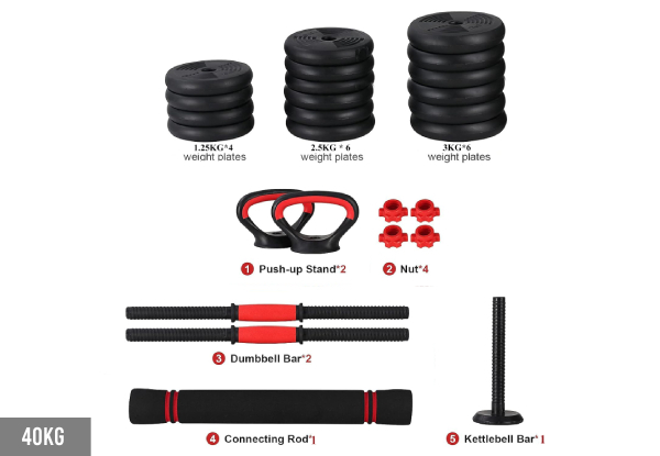 Four-in-One Adjustable Dumbbell Set - Option for 20kg, 30kg or 40kg