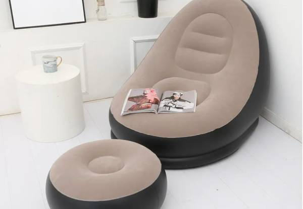 Inflatable Lazy Bean Bag Chair with Footstool