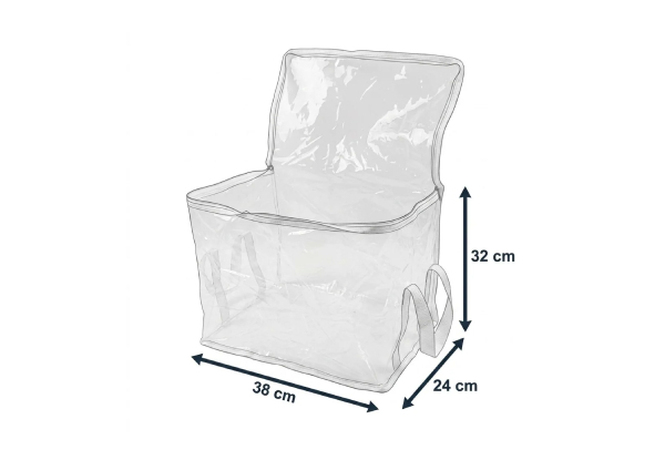Two Large Clear PVC Office Storage Bags with Reinforced Handles