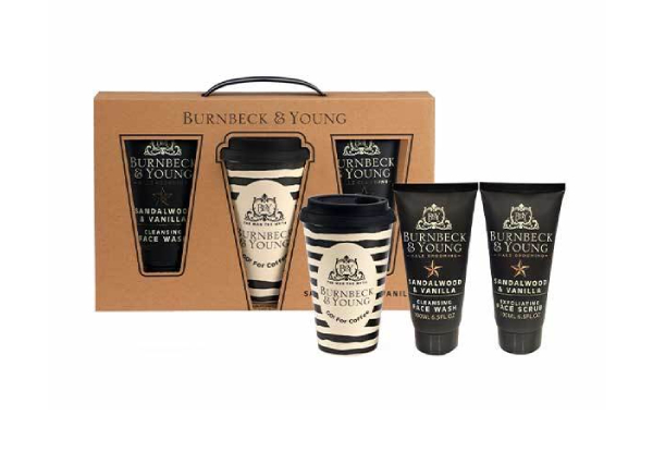Three-Piece Men's Skincare Gift Set with Travel Mug