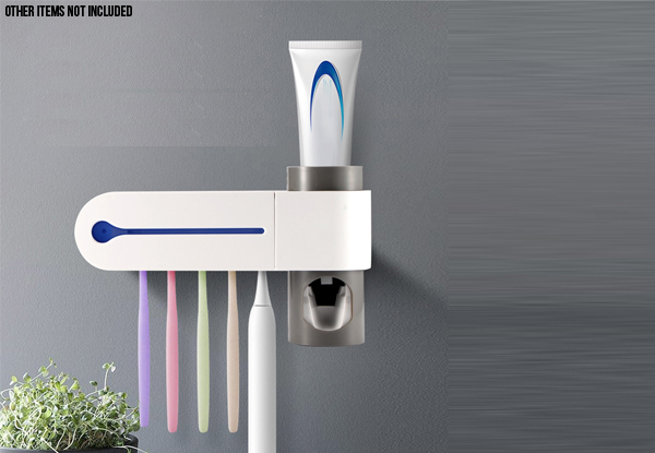 UV Light Toothbrush Holder with Steriliser & Automatic Toothpaste Dispenser