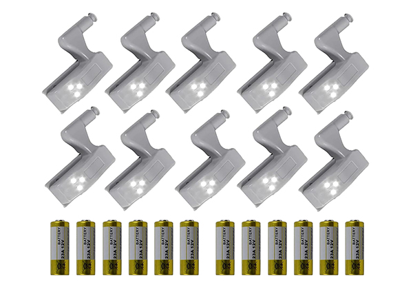 10-Piece Cupboard Hinge LED Light - Available in Two Colours & Option with Battery