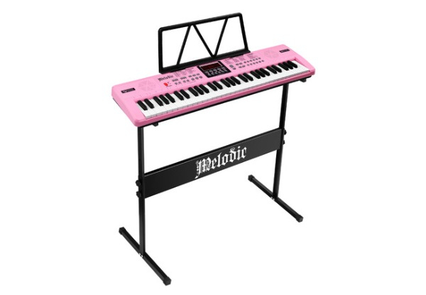 Portable 61-Key Electronic Keyboard with Mic & Stand - Two Colours Available