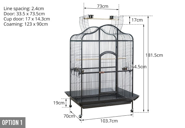 Bird Cage with Castor Wheels - Two Options Available