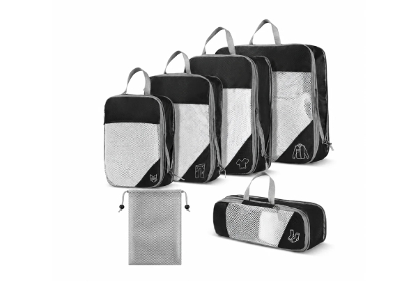 Six-Piece Compression Packing Cubes Travel Organiser Set - Available in Four Colours