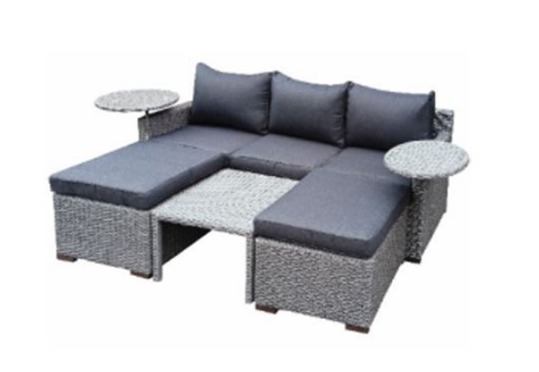 Leon Wicker Sofa Set with Rotating Tables