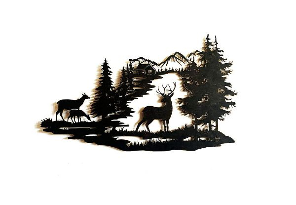 Rustic Metal Forest Deer Wall Decor - Option for Two-Pack