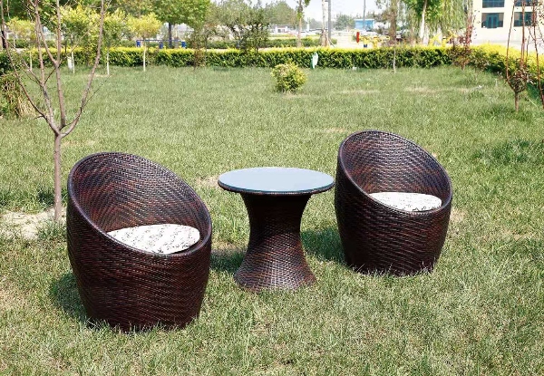 Three-Piece Outdoor Birdnest Table & Chair Set