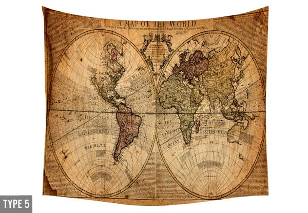 Large Wall Hanging World Map - Six Styles Available