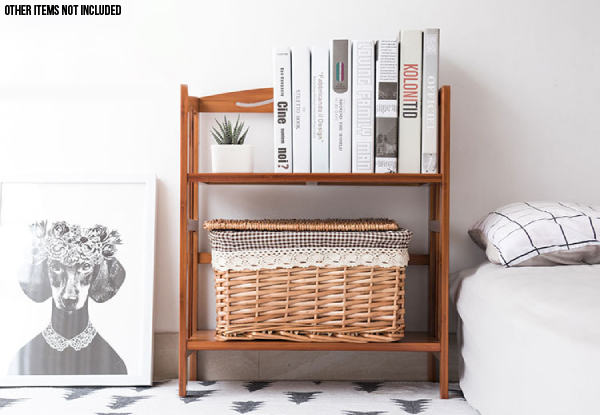 Simplistic Two-Tier Bamboo Desktop Bookshelf
