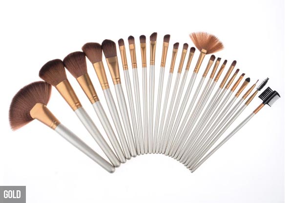 24-Piece Make-Up Brush Set - Black, Gold or Wooden Available