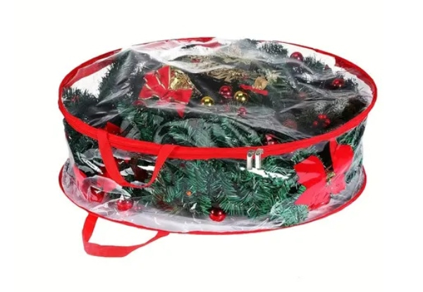 61cm Clear Christmas Wreath Storage Bag with Zippers - Three Colours Available