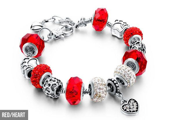 Crystal Charm Bracelet - Eight Styles Available with Free Delivery