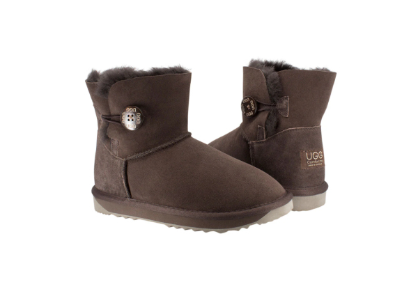 Ugg Australian-Made Water-Resistant Button Mini Boots - Available in Five Colours & Seven Sizes