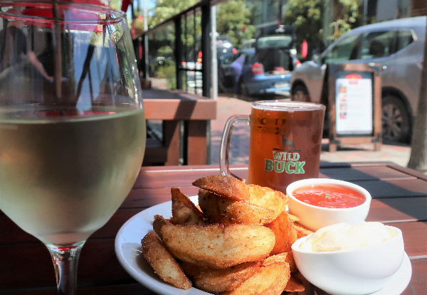 Two Handles of Beer or Glasses of Vino & Wedges to Share for Two People