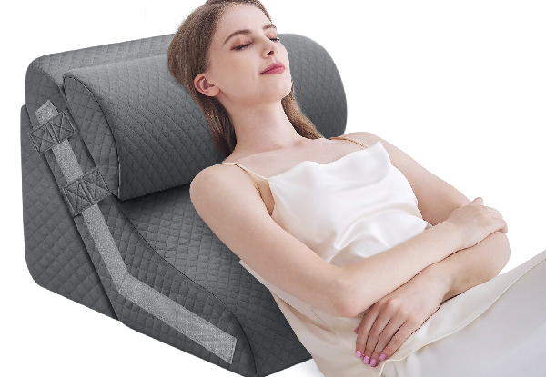 Three-Piece Wedge Pillow Set with Adjustable Headrest - Available in Two Colours