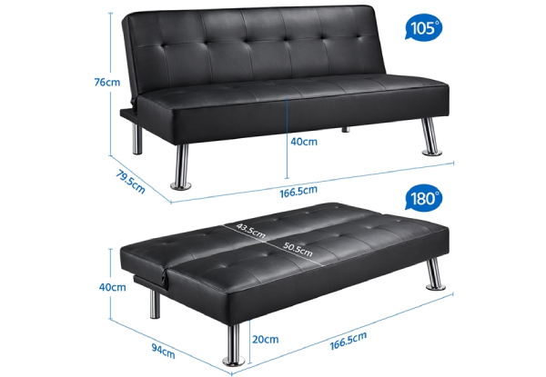 Convertible Futon Sofa Bed - Two Colours Available