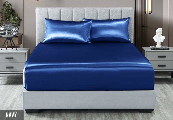 Three-Piece Royal Comfort Satin Sheet Set - Available in Six Colours & Two Sizes