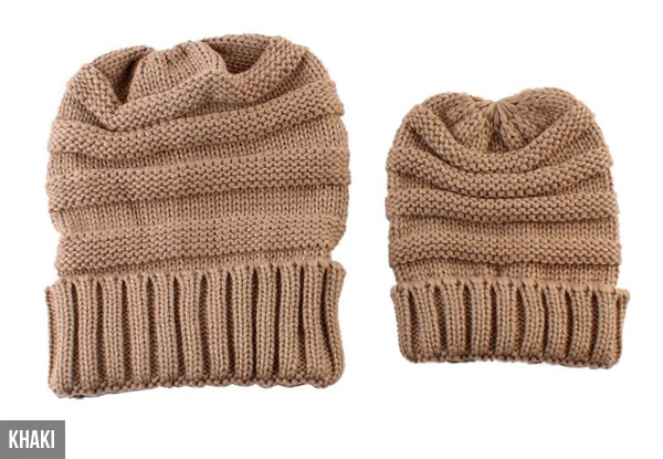 Parent & Baby Knitted Hat Set - Five Colours Available with Free Delivery