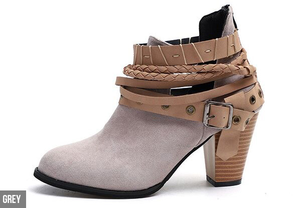Ankle Boots with Side Buckle - Three Colours & Four Sizes Available with Free Delivery