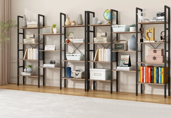 Multi-Tier Tri-row Bookshelf Display