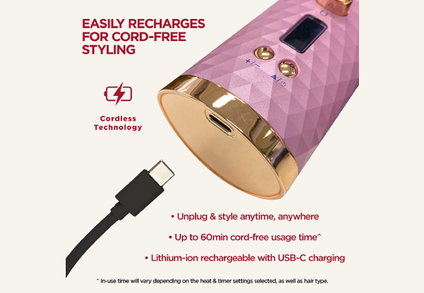 VS Sassoon Unbound Shine-Pro Cordless Auto Curler, 60min
