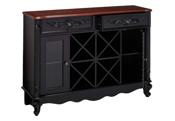 Buffet Server Table with Wine Rack