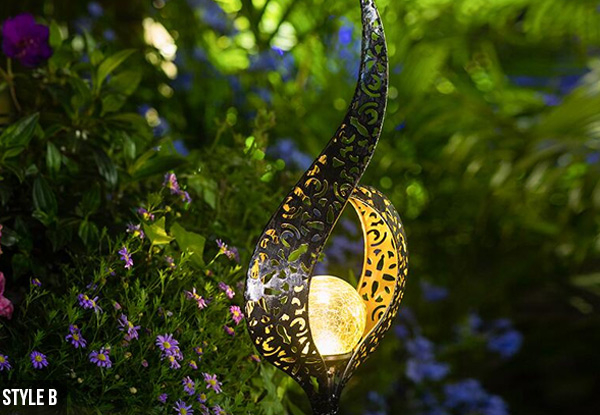 Outdoor Moon Crackle Glass Globe Stake Metal Lights - Two Styles Available
