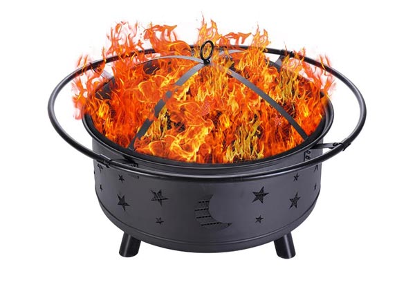 Stars & Moon Wood Burning Steel Fire Pit