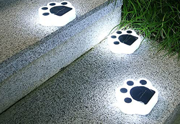 Four-Pack Solar Paw-Shaped Garden Light