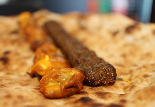 Two Kebab Skewers & Naan Bread Per Person for Two People - Option for Two Kebab Skewers & Naan Bread Per Person for Four People