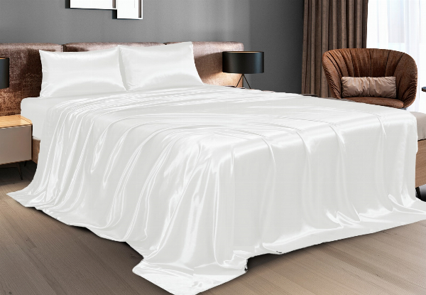 Royal Comfort Four-Piece Satin Sheet Set - Available in Six Colours & Two Sizes