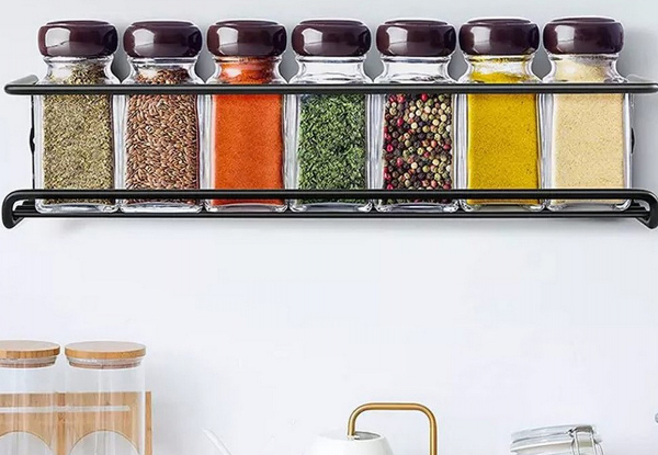Two-Pack Wall Mount Spice Rack Organiser - Option for Four-Pack