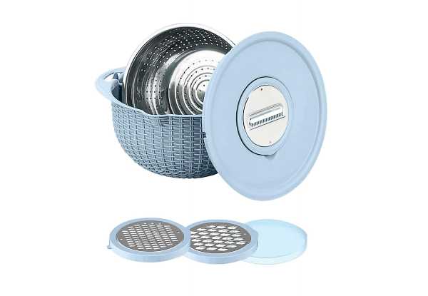 Four-in-One Rotatable Colander Bowl Set with Lid & Slicer - Four Colours Available