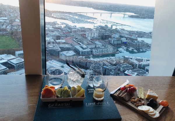 One Adult Sky Tower Admission incl. Sky Cafe  Deconstructed Gin Board & Mini Kapiti Cheese Board