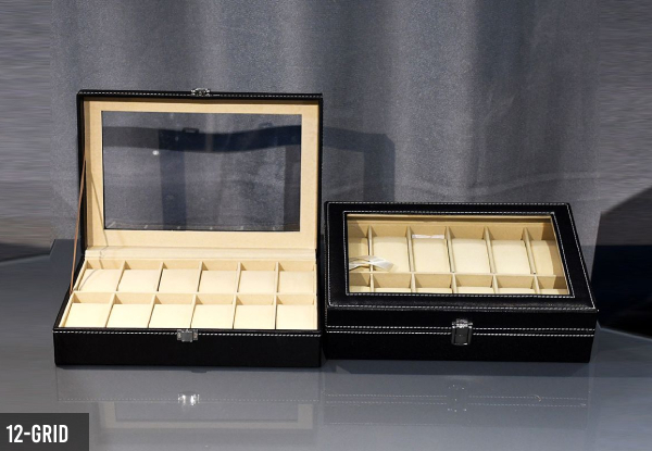 Six-Grid Watch Display Case with Lock - Options for 10 & 12 Grids