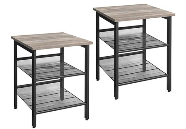 Vasagle Two-Pieces End Table with Adjustable Mesh Shelves