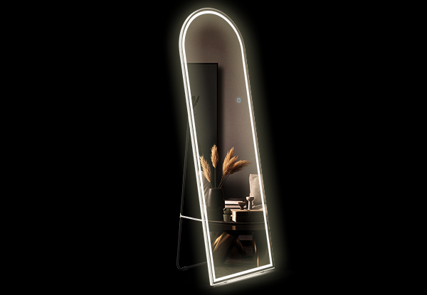 Freestanding LED Full-Length Arched Mirror with Three Lighting Colours