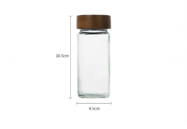 24-Piece Square Glass Spice Jar Set with Wooden Lids