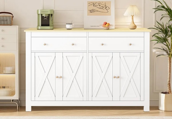 Two-Drawer Sideboard Buffet Cabinet with Four-Doors