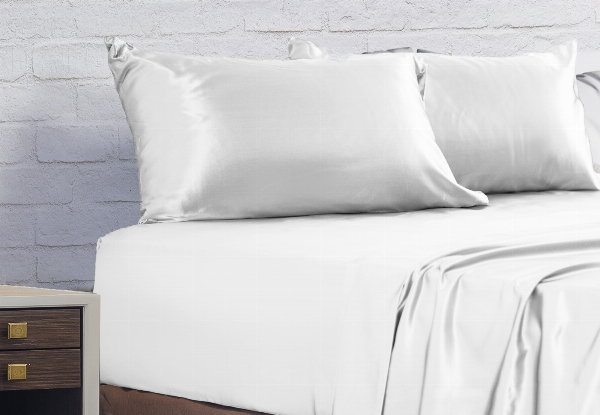 Four-Piece Royal Comfort Satin Sheet Set - Available in Six Colours & Two Sizes