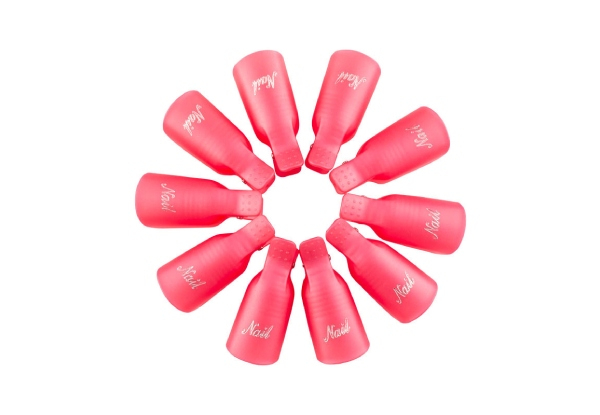 10-Pack Plastic Nail Art Soak Off UV Gel Polish Removing Caps - Three Colours Available