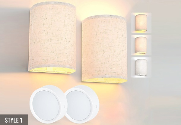 Two-Piece Battery Operated Dimmable Wall Sconces Set - Two Styles Available