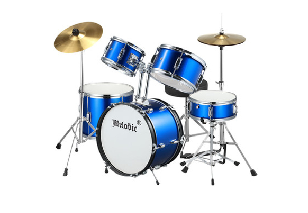 Melodic Kids Classic Five-Piece Drum Set Kit with Stool - Two Colours Available