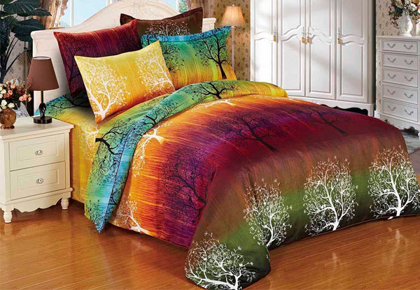 Rainbow Tree Linen incl. Nationwide Delivery - Options for a Duvet Set, Sheet Set, or Pillowcases