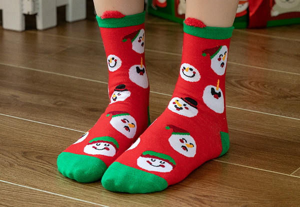 Five Pair Women's Christmas Socks - Available in Three Styles & Option for 10 Pairs