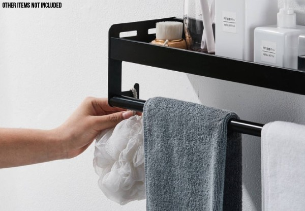 Bathroom Shelf with Towel Rail & Hook - Two Sizes Available